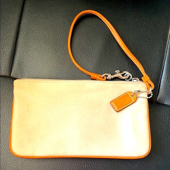 Coach Cream and Orange Wristlet Clutch - Picture 6 of 9